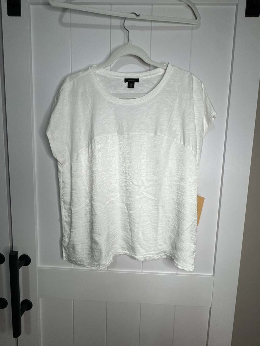 Halogen White Short Sleeve Textured Boxy Tee Size M